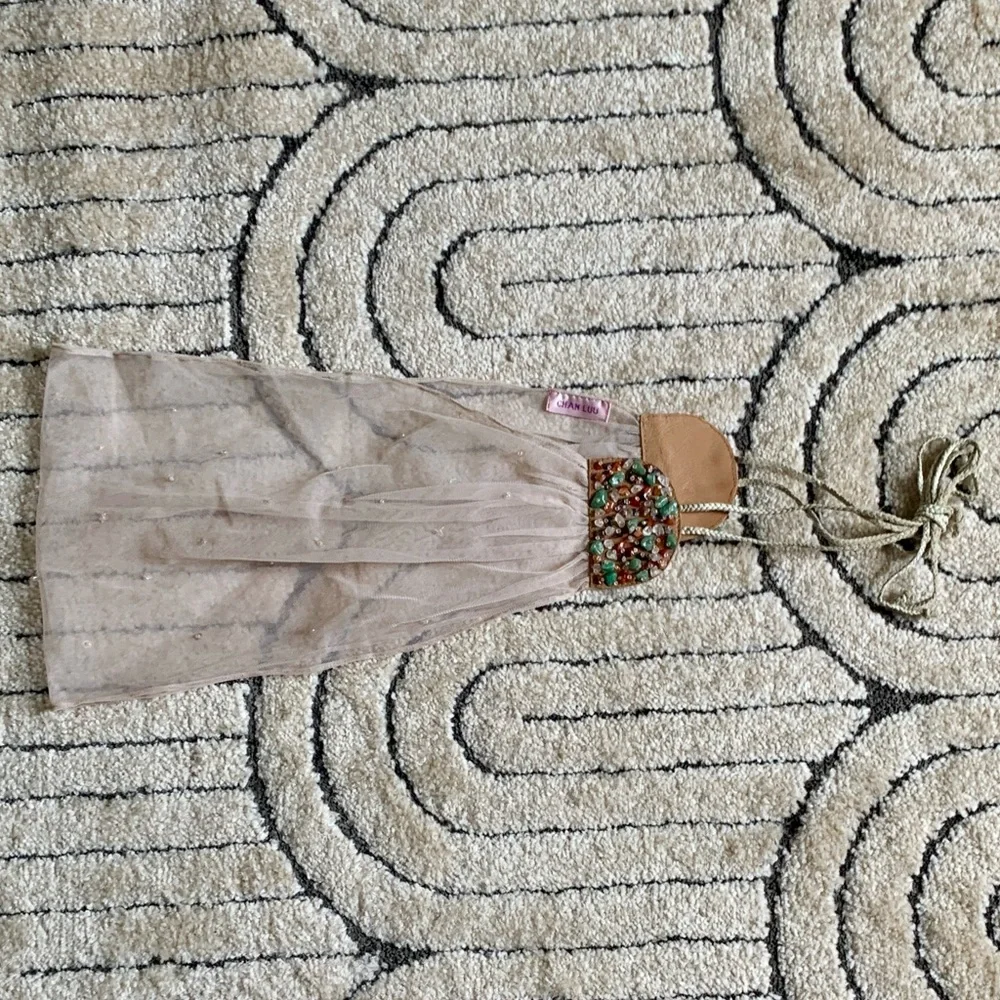 Chan Luu Semi Precious Stones Mesh Belt - Beige - Picture 3 of 15